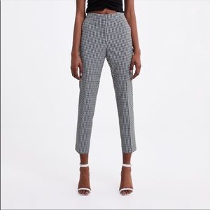 Zara Gingham Jogger Waist Trousers Pants S
